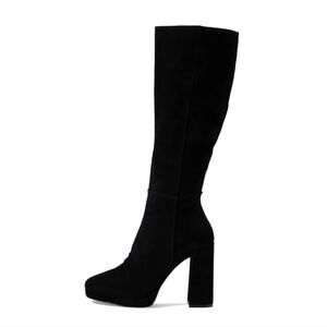 New Steve Madden Marcello tall high heel black block suede calf rnd toe Boot 10